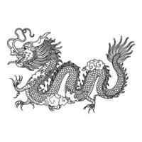 Hand Drawn Chinese Dragon Line Art Illustration vector