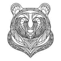 mano dibujado animal oso mandala ilustración vector