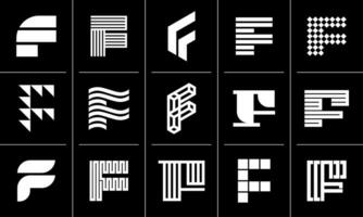 Minimalist modern line F letter logo design set vector