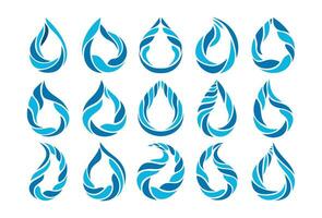 Simple line swoosh abstract water drop icon logo design set vector