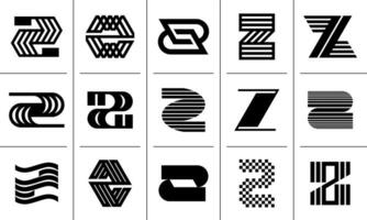 Simple blend line logo Z letter icon design set vector