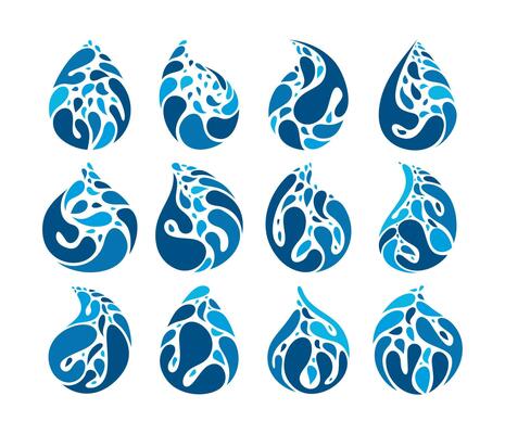 Abstract water drop splash icon logo design bundle