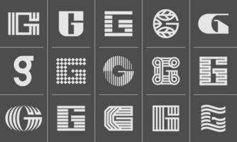 Line technology abstract letter G logo icon design set vector