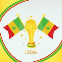 oro fútbol americano trofeo taza y Senegal bandera vector