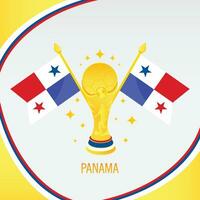 Gold Football Trophy Cup and Panama Flag vector