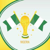 Gold Football Trophy Cup and Nigeria Flag vector