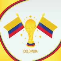 Gold Football Trophy Cup and Colombia Flag vector