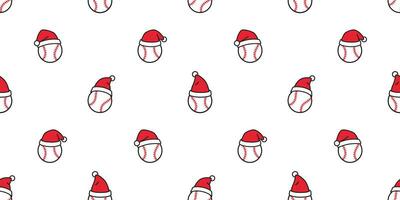 baseball seamless pattern Christmas vector Santa Claus hat softball sport cartoon scarf isolated repeat wallpaper tile background illustration doodle design