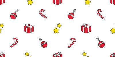 Christmas seamless pattern Santa Claus gift box candy cane scarf isolated cartoon repeat background tile wallpaper illustration gift wrap paper design vector