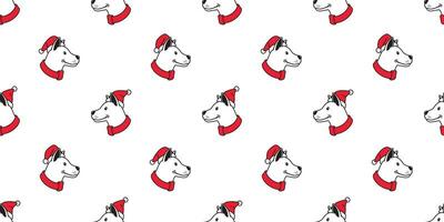 dog seamless pattern Christmas vector Santa Claus hat hound puppy pet scarf isolated cartoon repeat background tile wallpaper illustration design