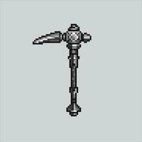 Pixel art illustration Pickaxe. Pixelated Pickaxe. Pickaxe pixelated for the pixel art game and icon for website and video game. old school retro. vector