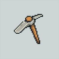 Pixel art illustration Pickaxe. Pixelated Pickaxe. Pickaxe pixelated for the pixel art game and icon for website and video game. old school retro. vector