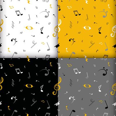 Seamless musical pattern for wrapping paper, fabric, wallpaper. Endless background with musical notes and pauses. Music banner, photozone.