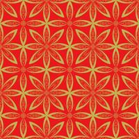 Seamless floral pattern in oriental style. Colorful background for textile print, wallpaper, wrapping, design, ceramic tile. Bright red and gold pattern. vector