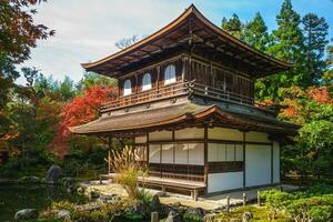 ginkaku, el templo de el plata pabellón situado en kioto, Japón foto