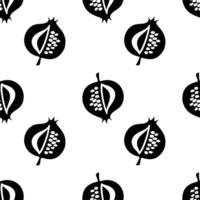 Pomegranate black and white  pattern, hand drawn outline doodle. vector