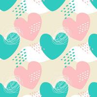 Love pattern heart in boho style, doodle hand drawn elements. vector