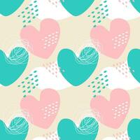 Love pattern heart in boho style, doodle hand drawn elements. vector