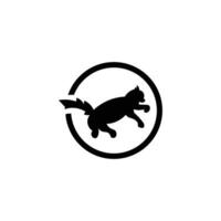 Graceful Cat Jump Minimalism Black and White Logo Icon vector