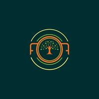 Abstract Combination Camera and Tree Logo Icon Ideas vector