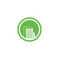 A sleek, minimalist logo icon featuring a simplified building design encircled by a vibrant green background. Perfect for eco-friendly and architecture-related projects vector