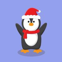 cute christmas penguin mascot character vector