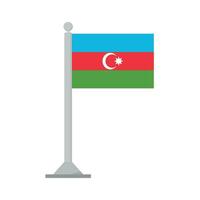 Flag of Azerbaijan on flagpole isolated vector