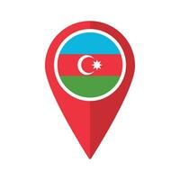 Flag of Azerbaijan flag on map pinpoint icon isolated red color vector