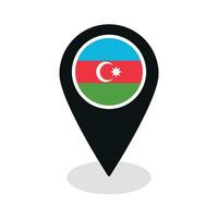 bandera de azerbaiyán bandera en mapa determinar con precisión icono aislado negro color vector