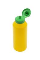 amarillo exprimir el plastico botella para mostaza aislado en blanco antecedentes foto