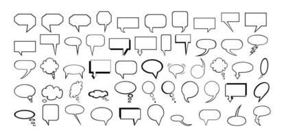 Big collection of different types empty speech clouds chat bubbles icon vector shapes for comics or web. Add text, easy to edit, any size.
