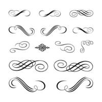 Calligraphic Vintage Vector Design Elements and Page Decorations. Set of Hand Drawn Swirls.