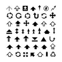 Black vector modern simple arrows collection. Set of direction symbols or different arrows on flat style for web design or interface.