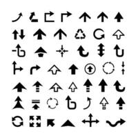 Black vector modern simple arrows collection. Set of direction symbols or different arrows on flat style for web design or interface.