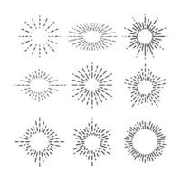 Collection of trendy hand drawn retro sunburst or bursting rays design elements. Set of sunburst icon collection vector. vector