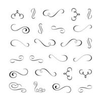 Calligraphic Vintage Vector Design Elements and Page Decorations. Set of Hand Drawn Swirls.