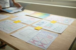 The designer team is designing the uxui system to make the uxui system work well on new phones and support system updates. Website development concept UI UX front end designer photo
