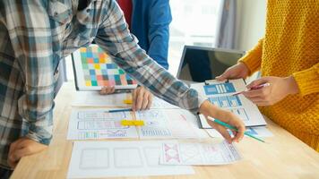 The designer team is designing the uxui system to make the uxui system work well on new phones and support system updates. Website development concept UI UX front end designer photo
