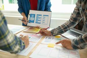 The designer team is designing the uxui system to make the uxui system work well on new phones and support system updates. Website development concept UI UX front end designer photo