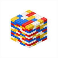 Colored cube made from random blocks. Vector