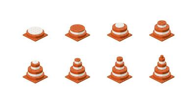 Step-by-step assembly of a traffic cone. Vector