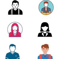 Set of avatars of men and women in flat style. Vector illustration.