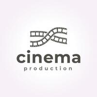 cinema film roll logo design, vintage retro camera illustration vector