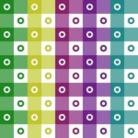 Pastel rainbow polka dot circle seamless checkered pattern design for wrapping paper, picnic mat, tablecloth, fabric background, scarf. vector