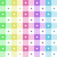 Pastel rainbow polka dot circle seamless checkered pattern design for wrapping paper, picnic mat, tablecloth, fabric background, scarf. vector