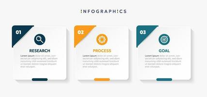 Modern business infographic template with 3 options or steps icons. vector