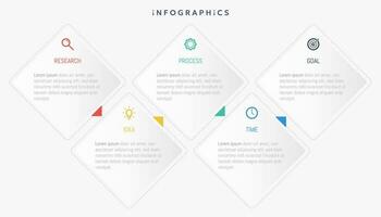 Modern business infographic template, square shape with 5 options or steps icons. vector