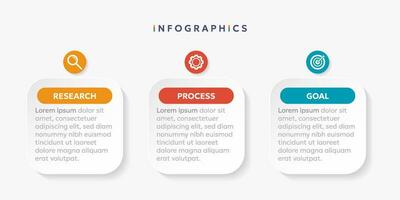 Modern business infographic template with 3 options or steps icons. vector