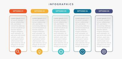 Modern business infographic template with 5 options or steps icons. vector