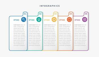 Modern business infographic template with 5 options or steps icons. vector